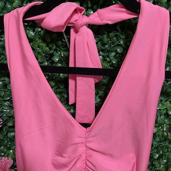 Ruched Front Blush Pink Halter Tie Body Suit - Size XS/S - Picture 2 of 3